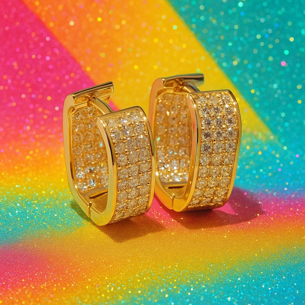 Gold and Crystal Geometric Formal Earrings